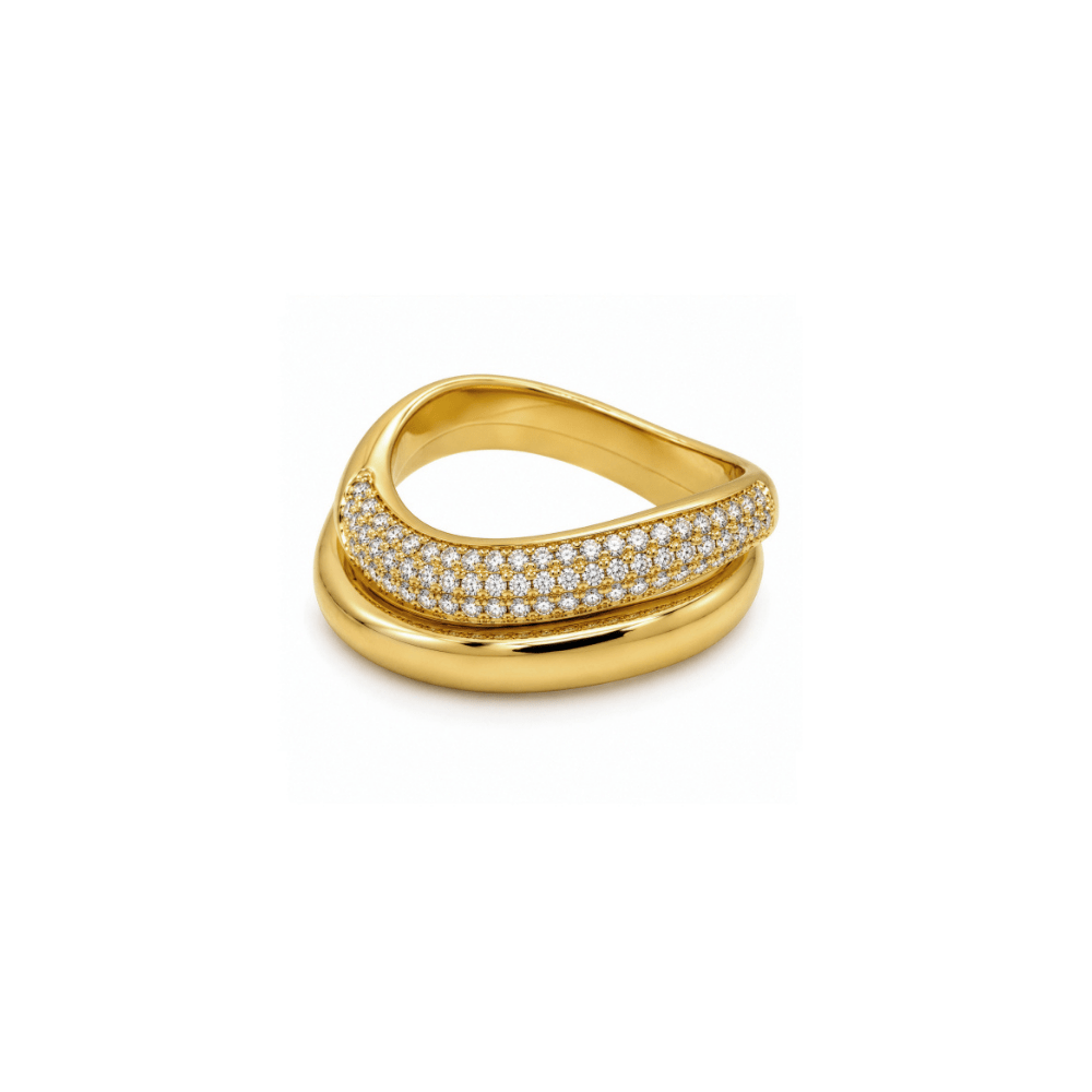 Cubic Zirconia Pavé Wave Ring Set - Karen's Fine Jewellery