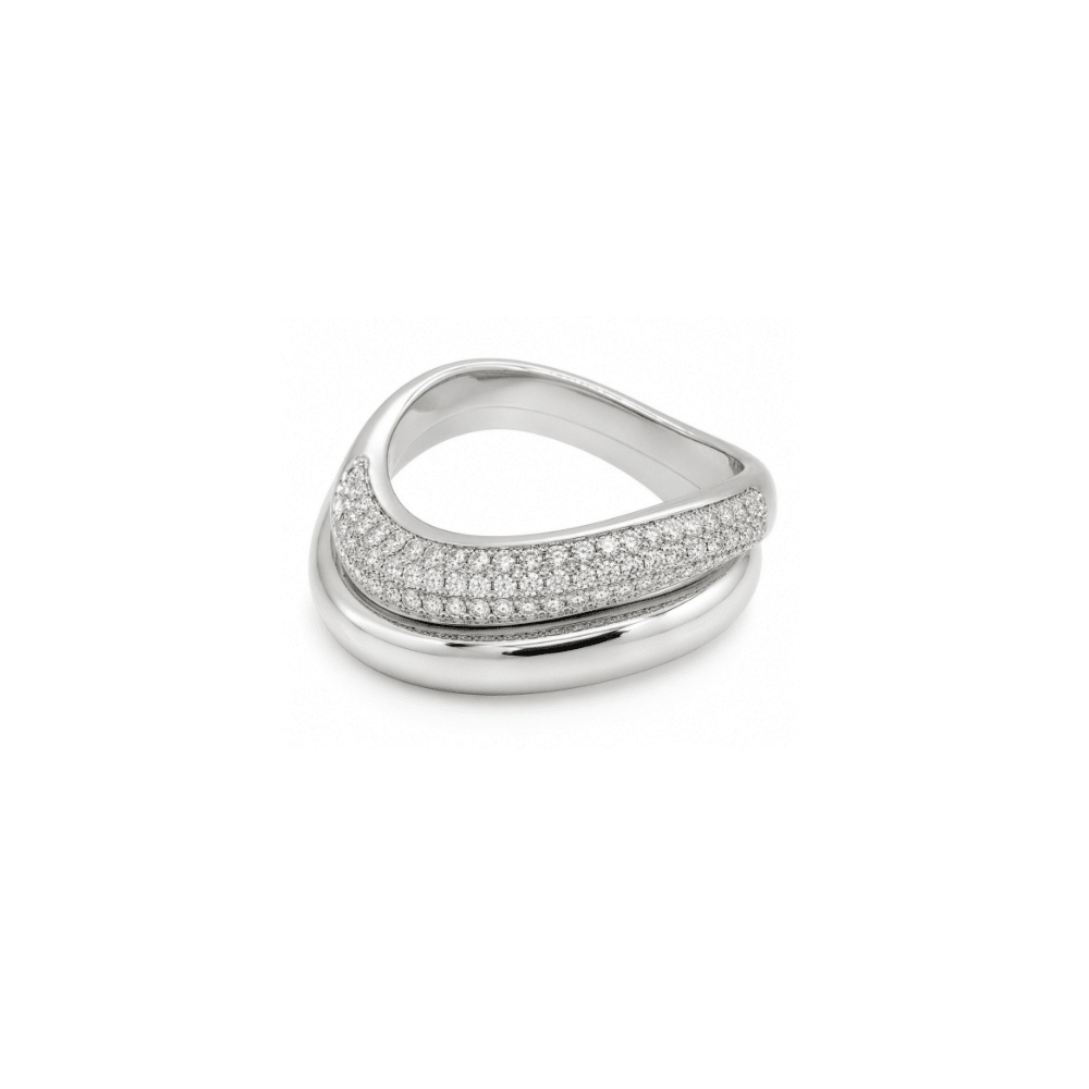 Cubic Zirconia Pavé Wave Ring Set - Karen's Fine Jewellery