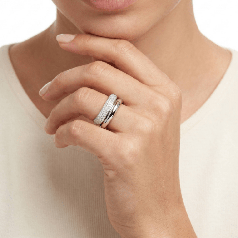 Cubic Zirconia Pavé Wave Ring Set - Karen's Fine Jewellery