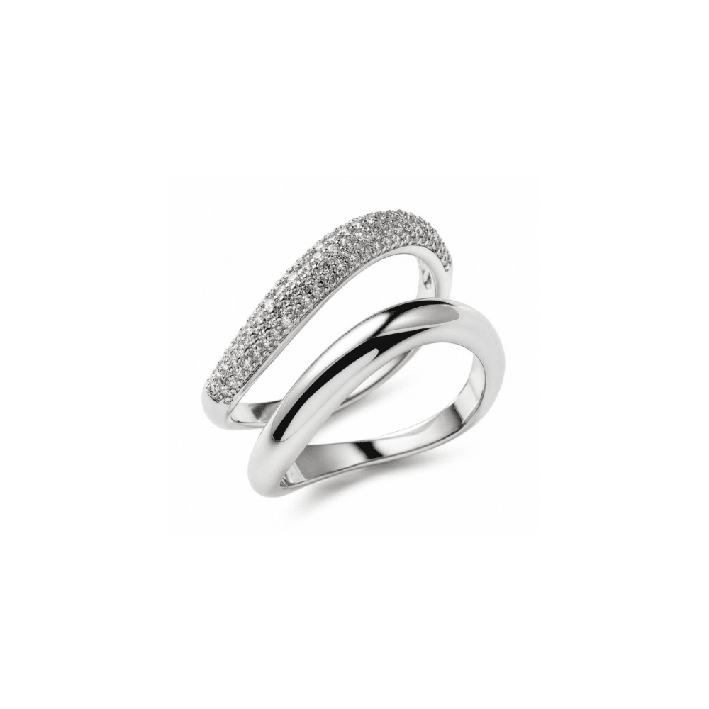 Cubic Zirconia Pavé Wave Ring Set - Karen's Fine Jewellery