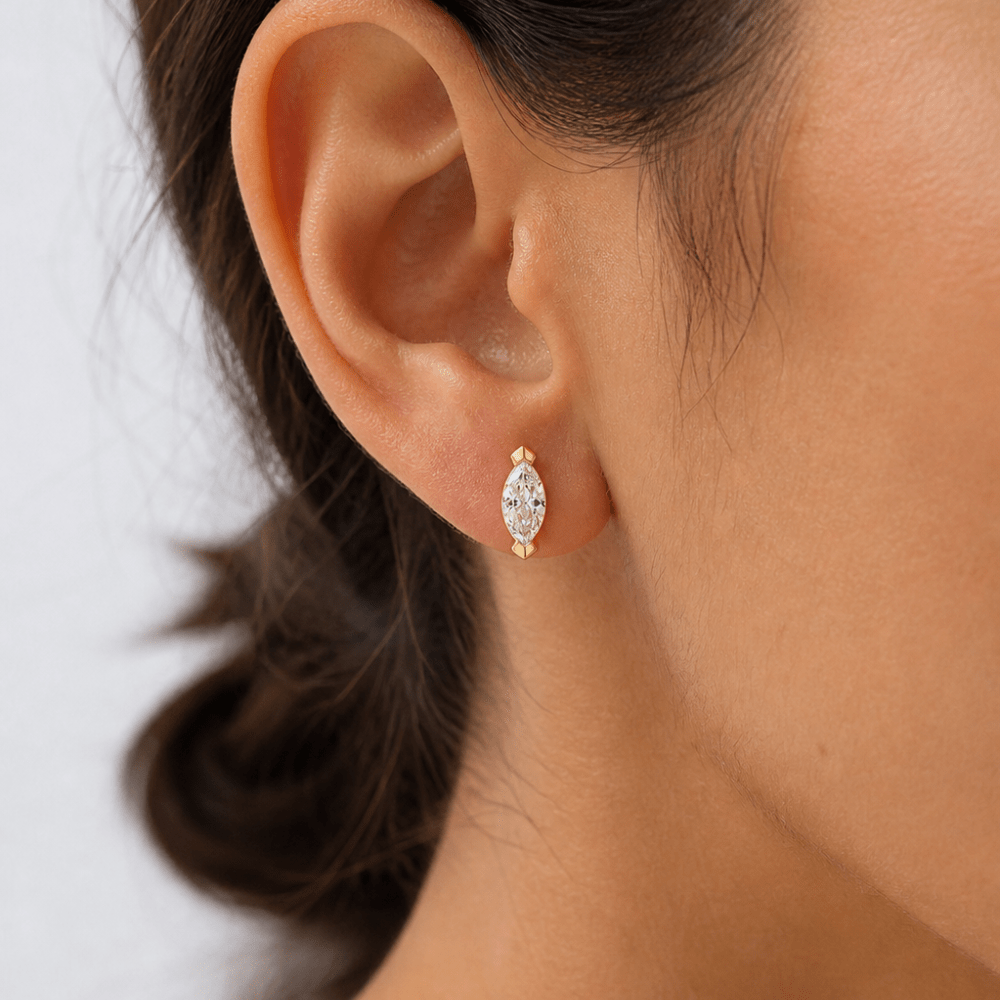 CZ Marquise Stud Earrings - Karen's Fine Jewellery