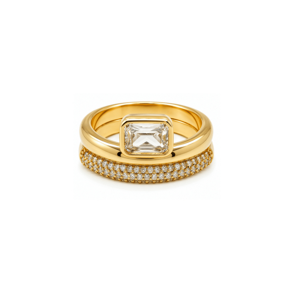 Emerald Cut Cubic Zirconia Stacking Rings - Karen's Fine Jewellery