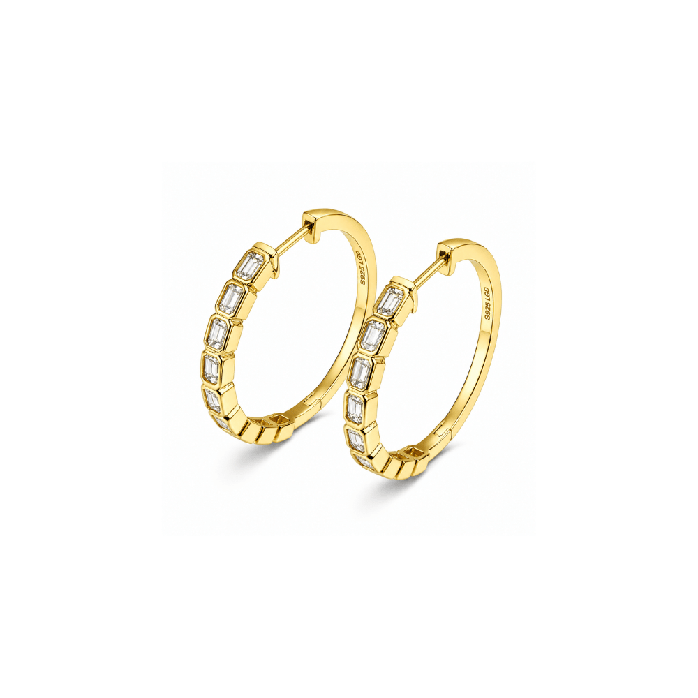 Emerald Cut Lab Diamond Hoops - Karen's Fine Jewellery
