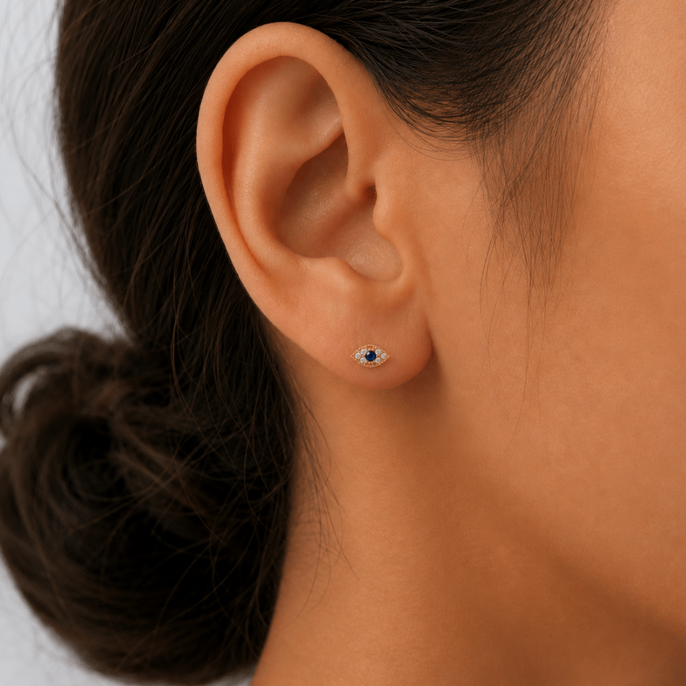 Evil Eye Flat Back Studs - Karen's Fine Jewellery