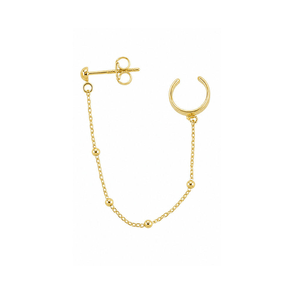 Gold Chain Connector Single Earring - Karen's Fine Jewellery