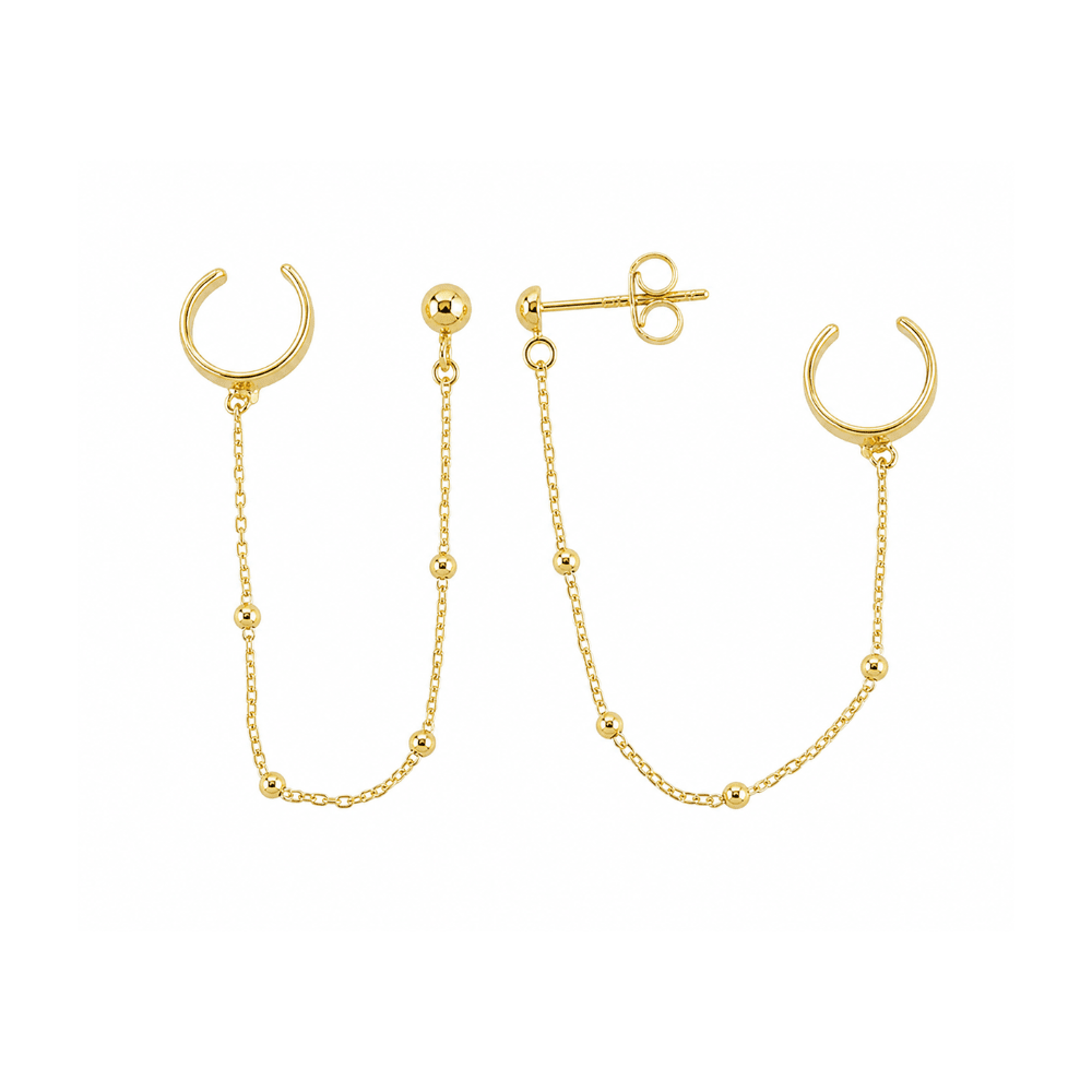 Gold Chain Connector Single Earring - Karen's Fine Jewellery