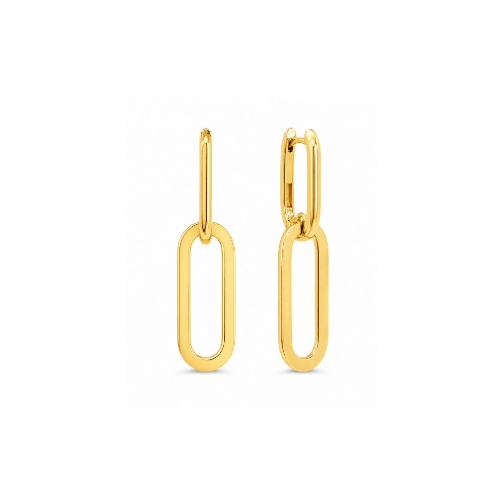 Gold Paperclip Drop Earrings - Karen's Fine Jewellery
