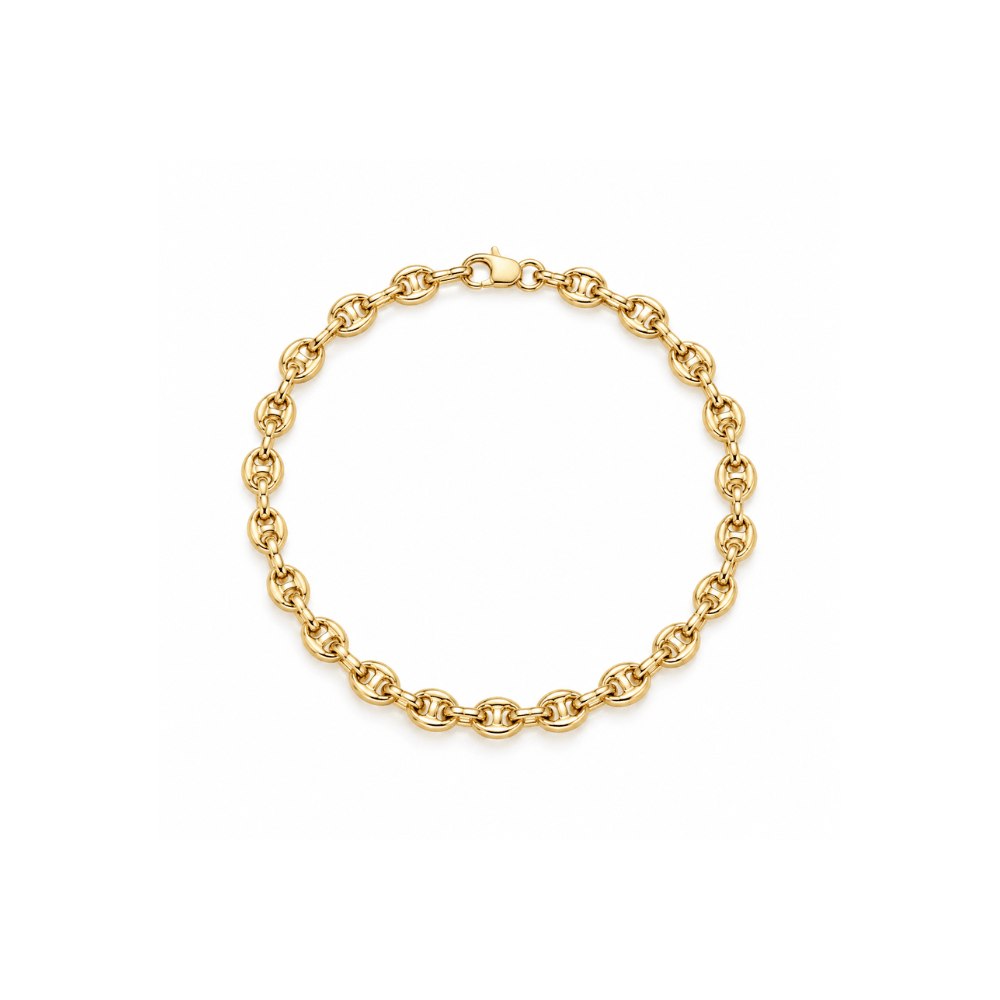 Gold Puffy Anchor Chain Bracelet - Karen's Fine Jewellery