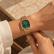 Gold-Tone and Green Mesh Guess Watch - Karen's Fine Jewellery