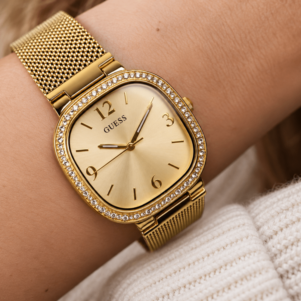 Gold-Tone Mesh Guess Watch - Karen's Fine Jewellery