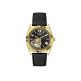Guess Gold-Tone Analog Leather Watch
