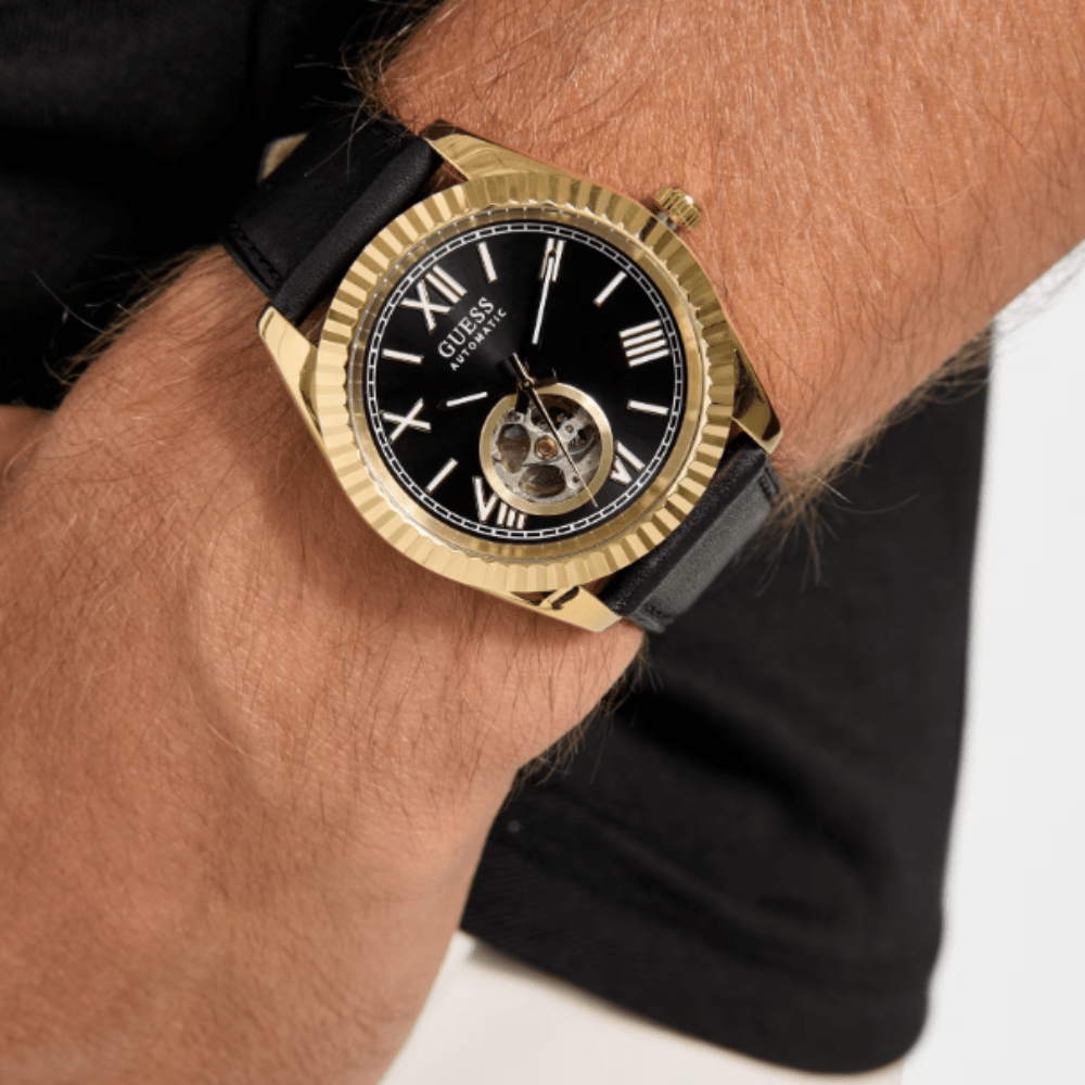 Guess Gold - Tone Analog Leather Watch - Karen's Fine Jewellery