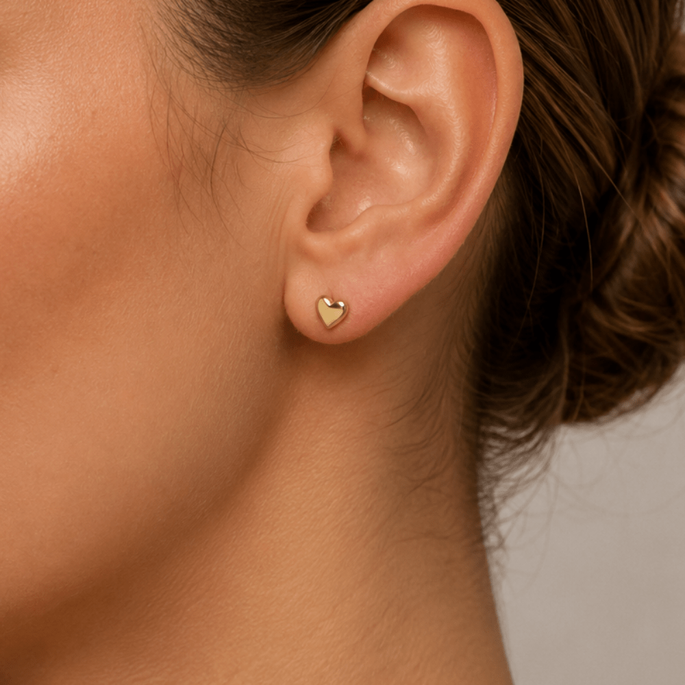 Heart Flat Back Studs - Karen's Fine Jewellery