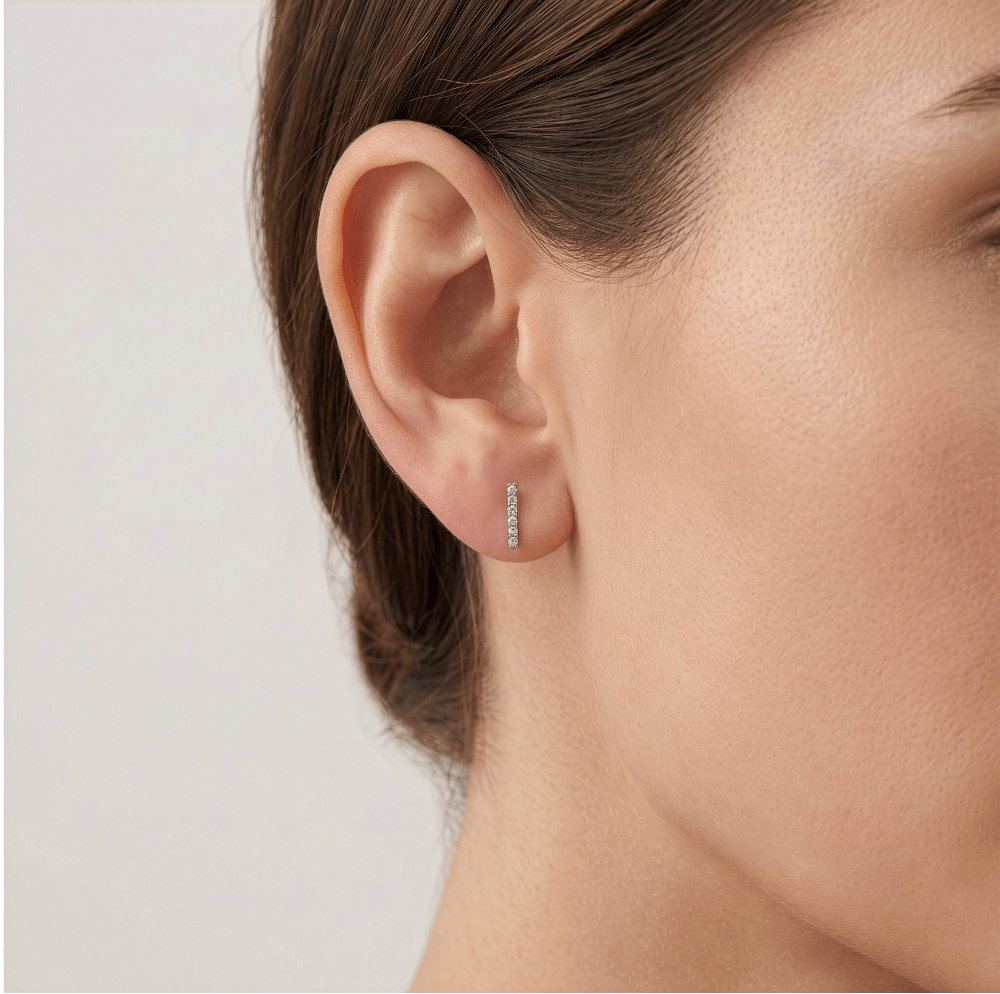 Lab Diamond Bar Studs - Karen's Fine Jewellery