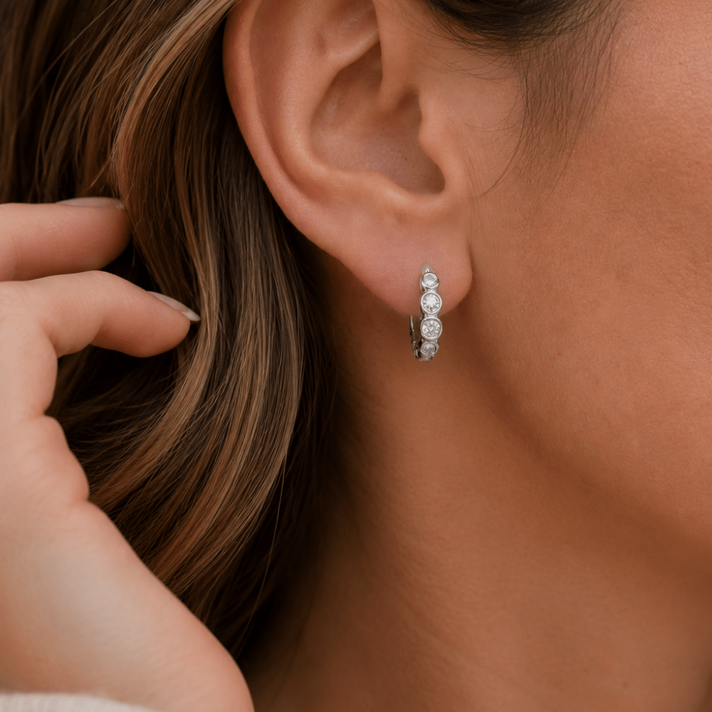 Lab Diamond Bezel Hoops - Karen's Fine Jewellery