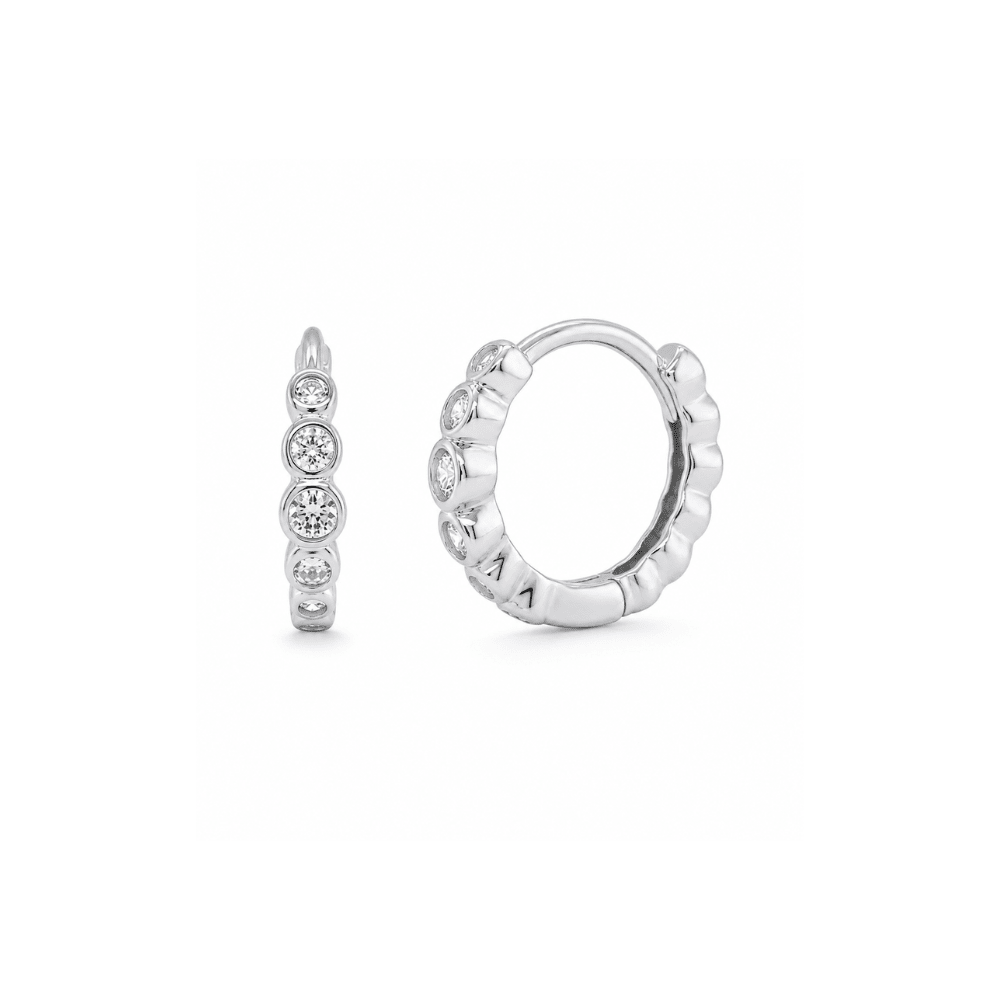 Lab Diamond Bezel Hoops - Karen's Fine Jewellery