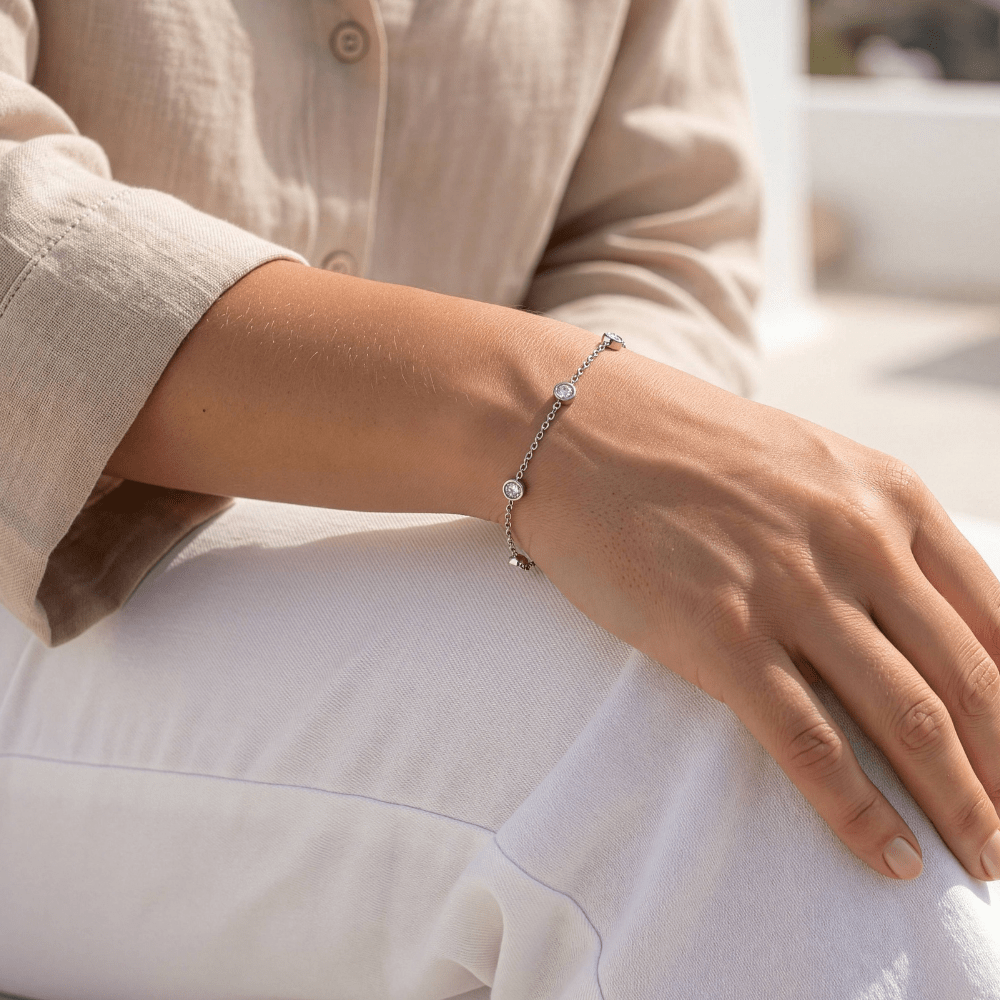 Lab Diamond Bezel Station Bracelet - Karen's Fine Jewellery