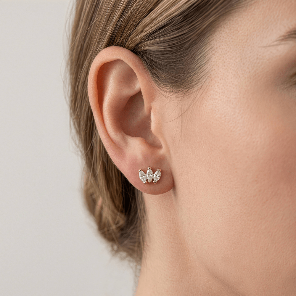 Lab Diamond Marquise Cut Trio Studs - Karen's Fine Jewellery