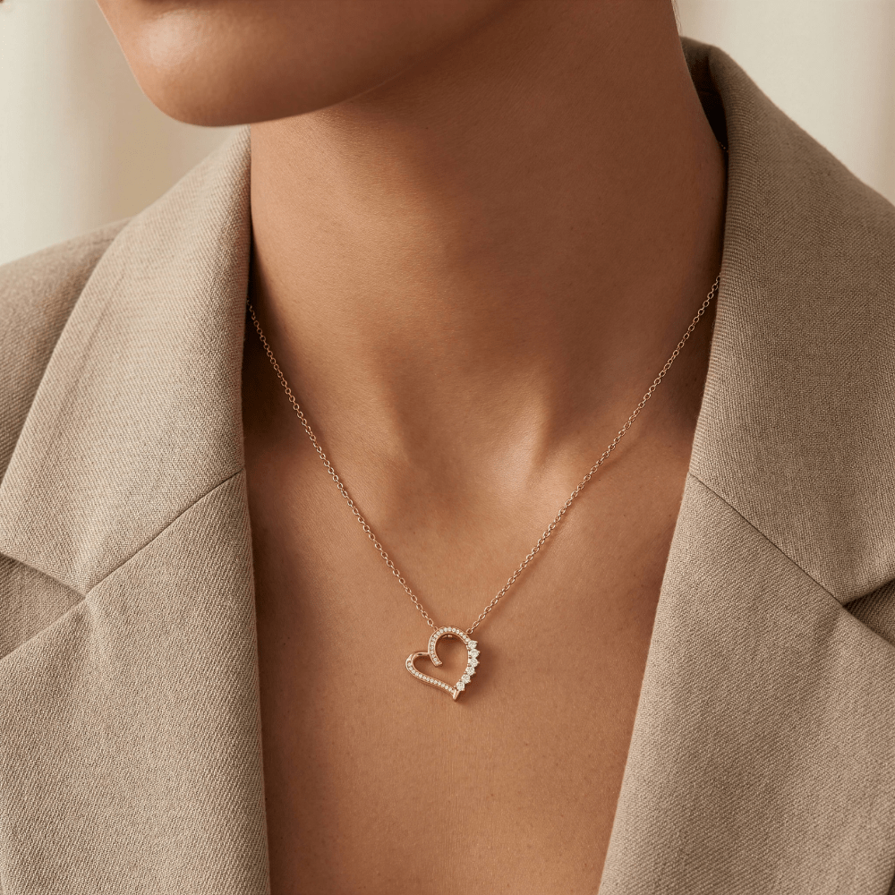 Lab Diamond Open Heart Necklace - Karen's Fine Jewellery