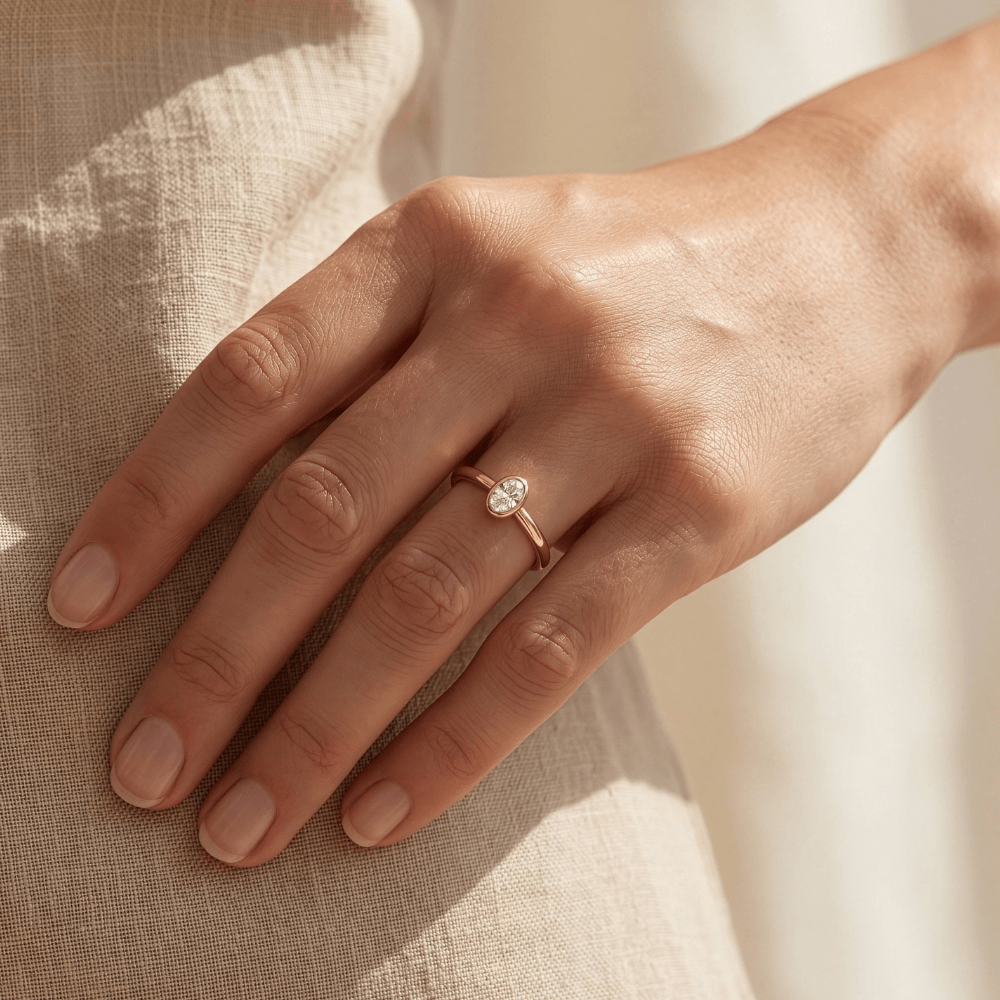 Lab Diamond Oval Bezel Ring - Karen's Fine Jewellery