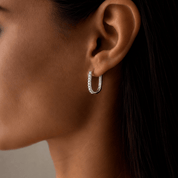 Lab Diamond Pave Oval Hoops - Karen's Fine Jewellery