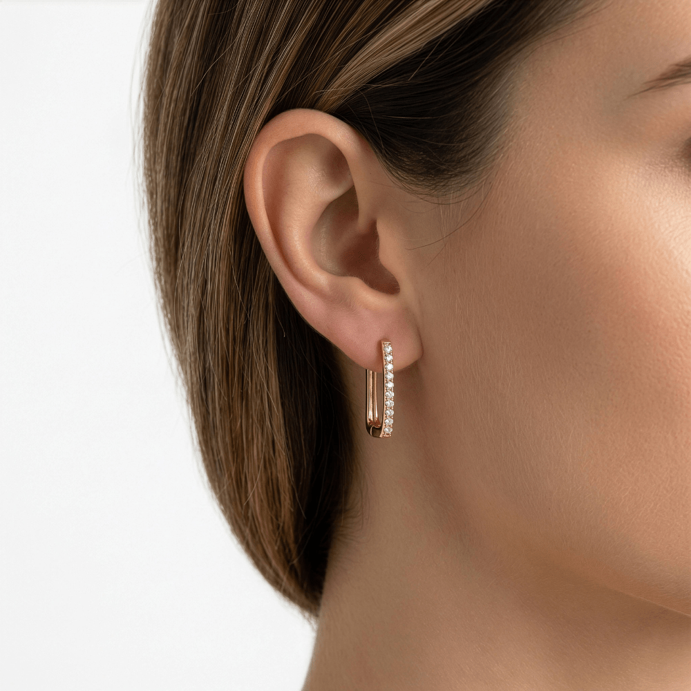 Lab Diamond Rectangular Hoops - Karen's Fine Jewellery
