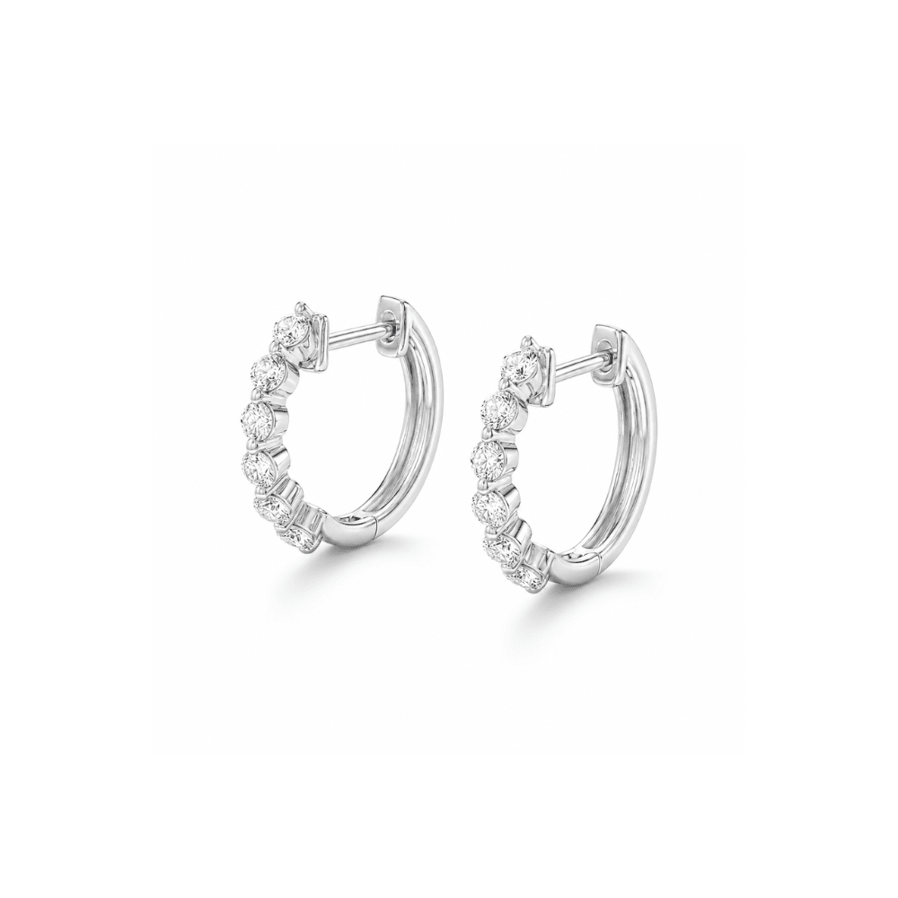 Lab Diamond Shared Prong Hoops - Karen's Fine Jewellery