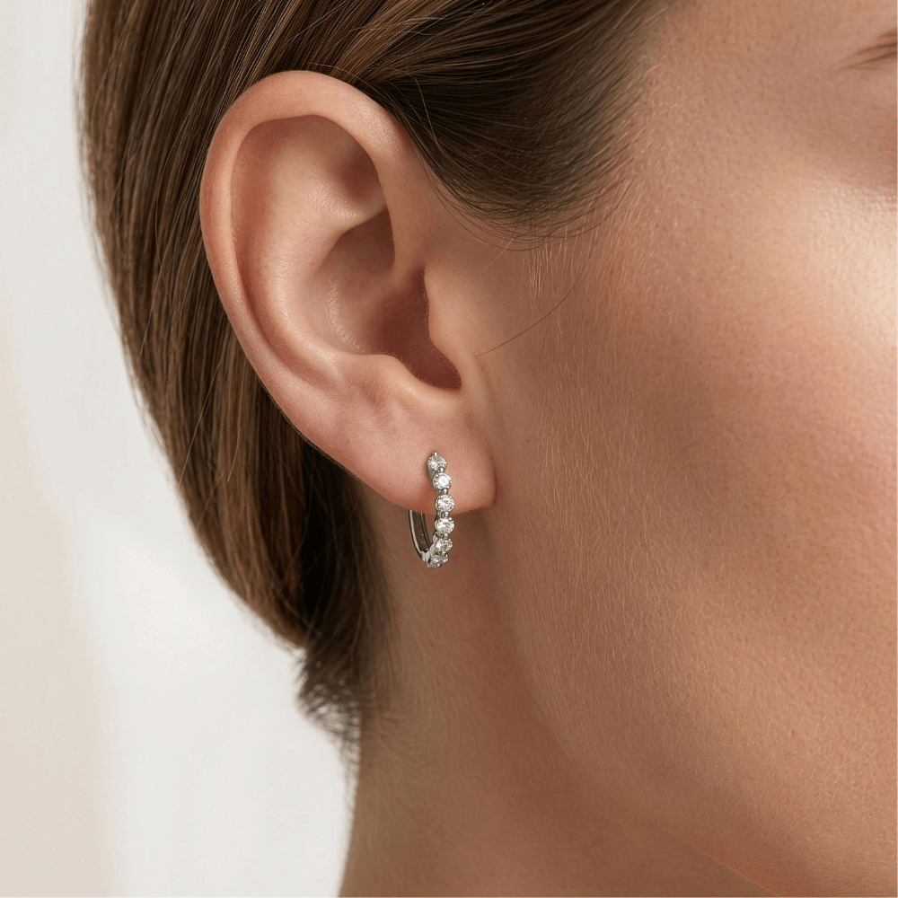 Lab Diamond Shared Prong Hoops - Karen's Fine Jewellery