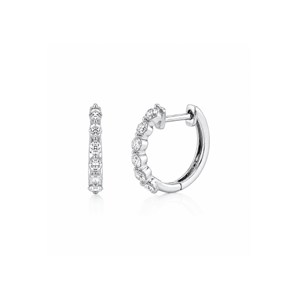 Lab Diamond Shared Prong Hoops - Karen's Fine Jewellery