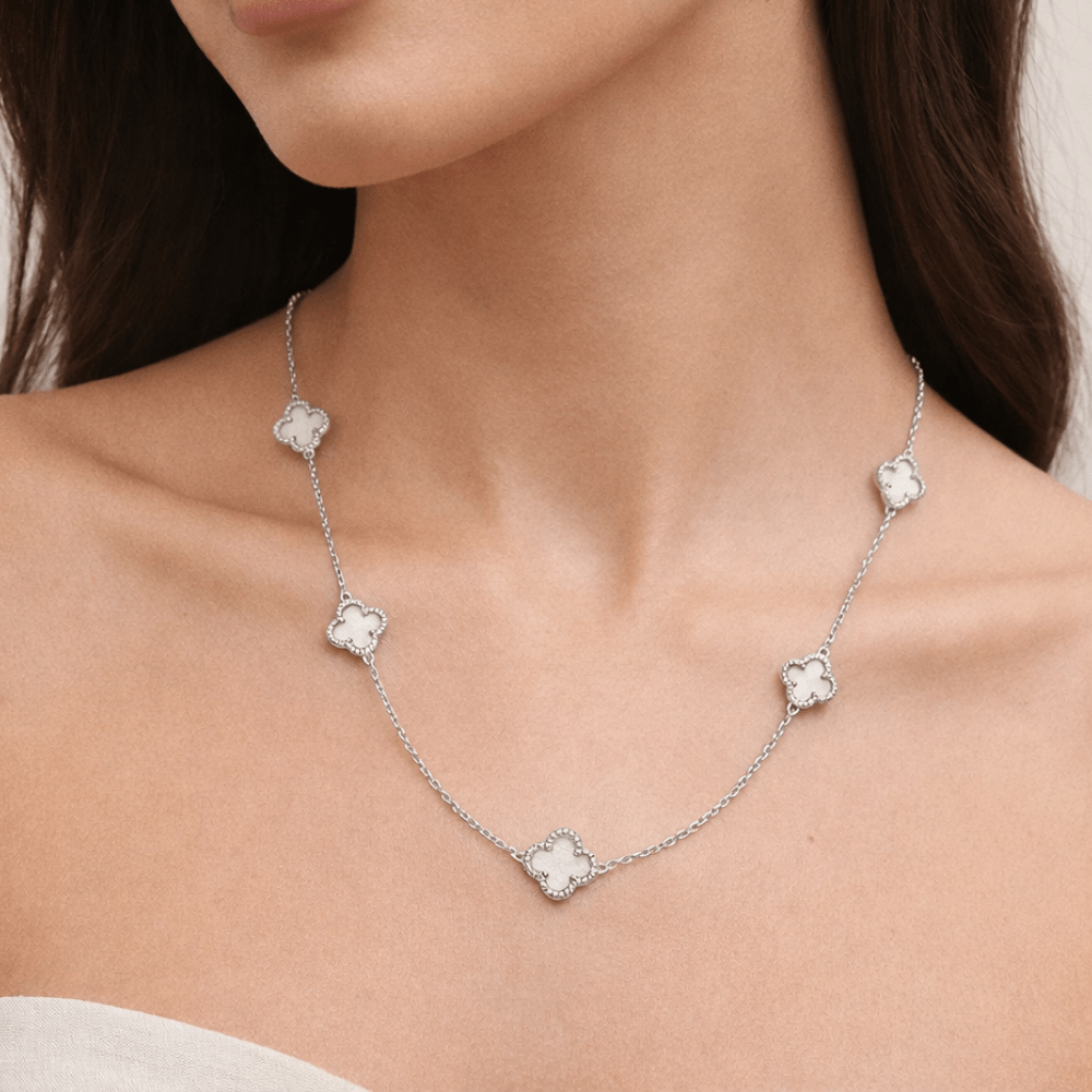 Mother of Pearl Clover Station Necklace - Karen's Fine Jewellery