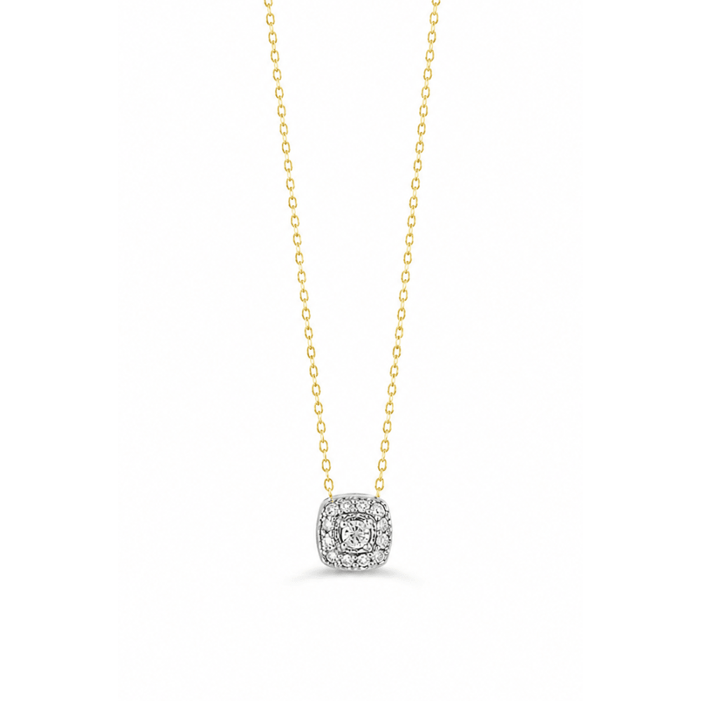 Natural Diamond Cushion Halo Necklace - Karen's Fine Jewellery