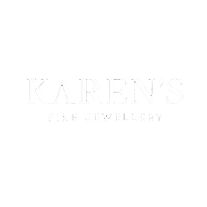 White text reading 'KAREN'S FINE JEWELLERY' centered on a solid black background.
