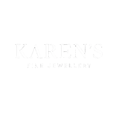 White text reading 'KAREN'S FINE JEWELLERY' centered on a solid black background.