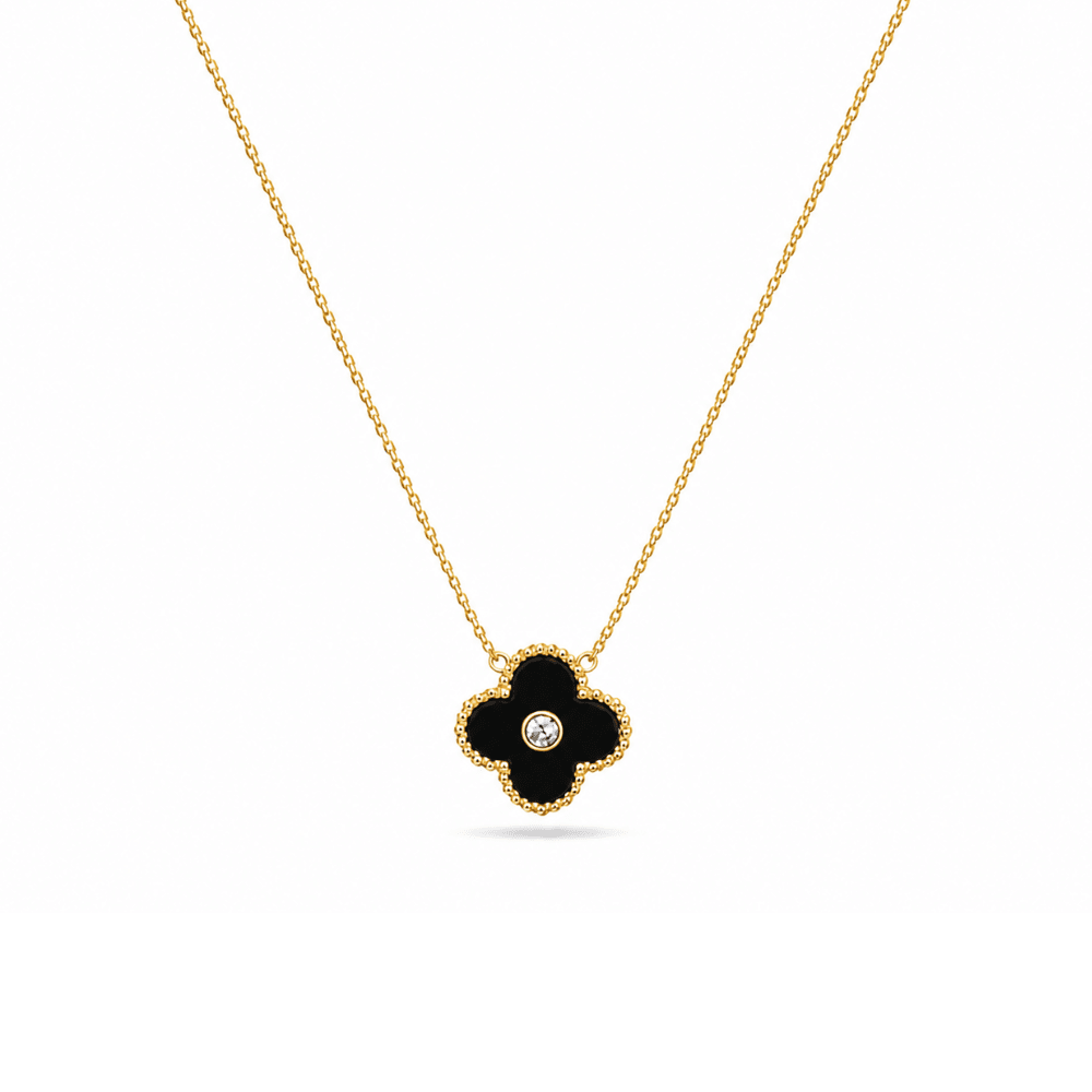 Onyx Clover Necklace - Karen's Fine Jewellery