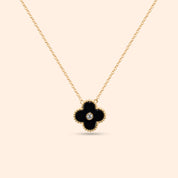 Onyx Clover Necklace - Karen's Fine Jewellery