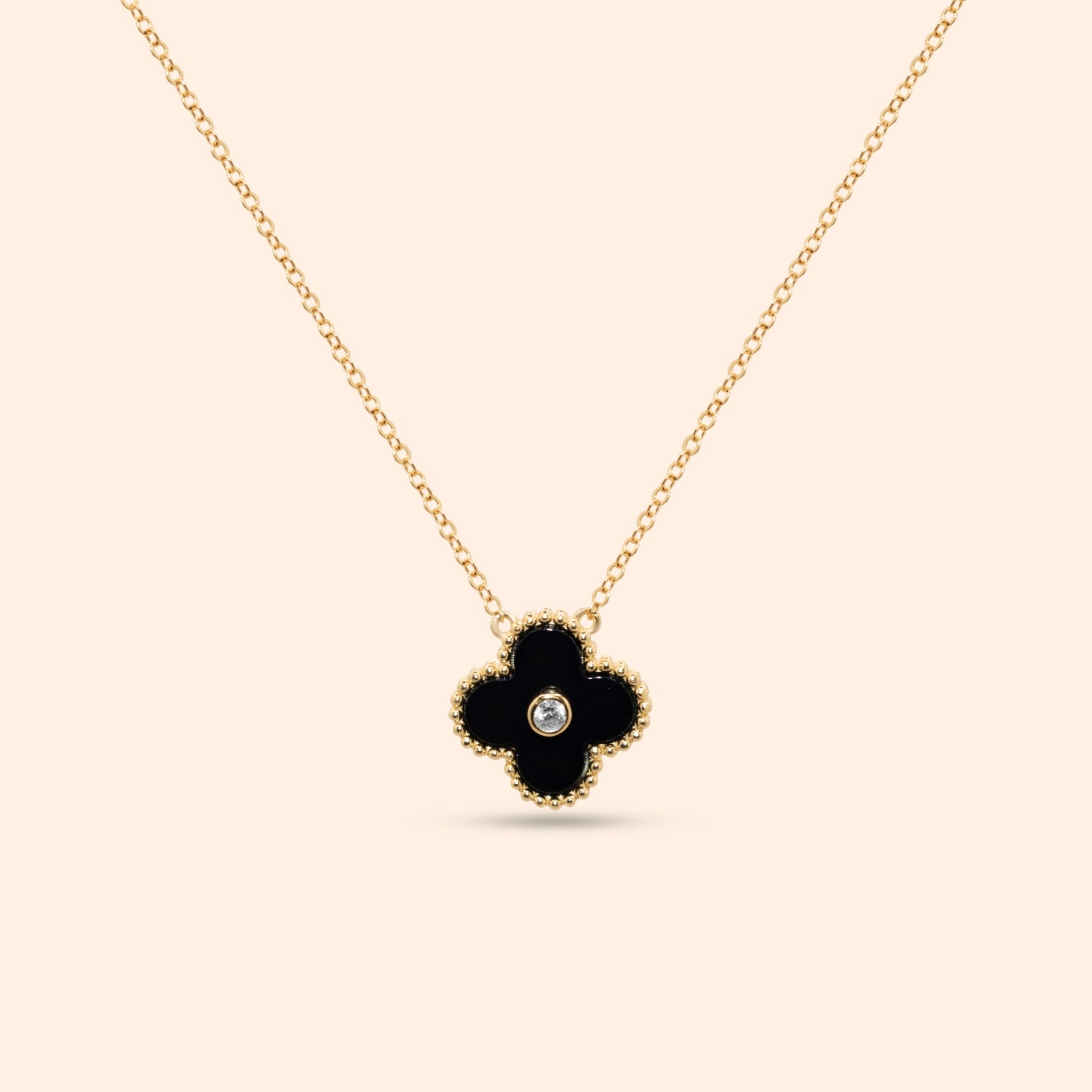 Onyx Clover Necklace - Karen's Fine Jewellery