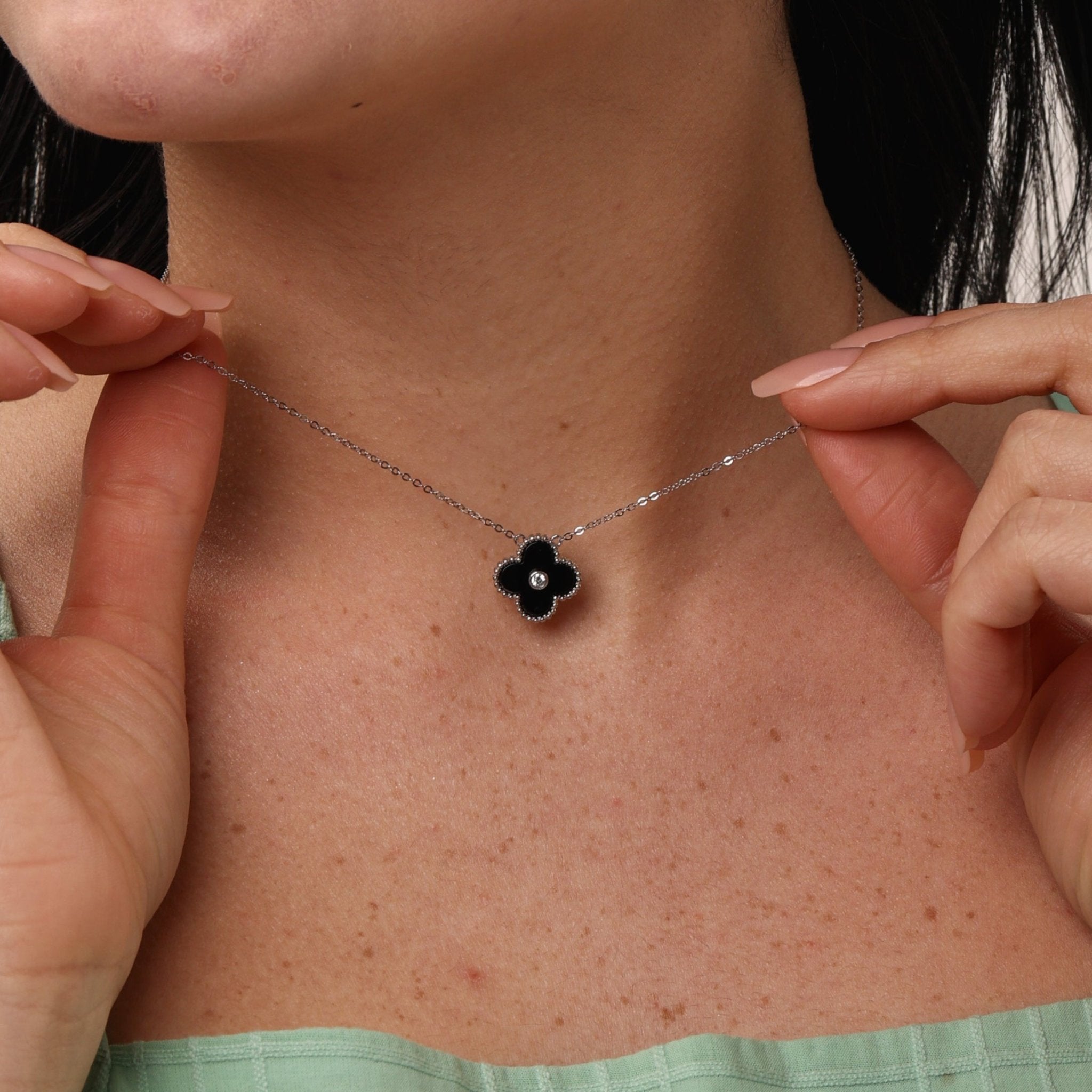 Onyx Clover Necklace - Karen's Fine Jewellery