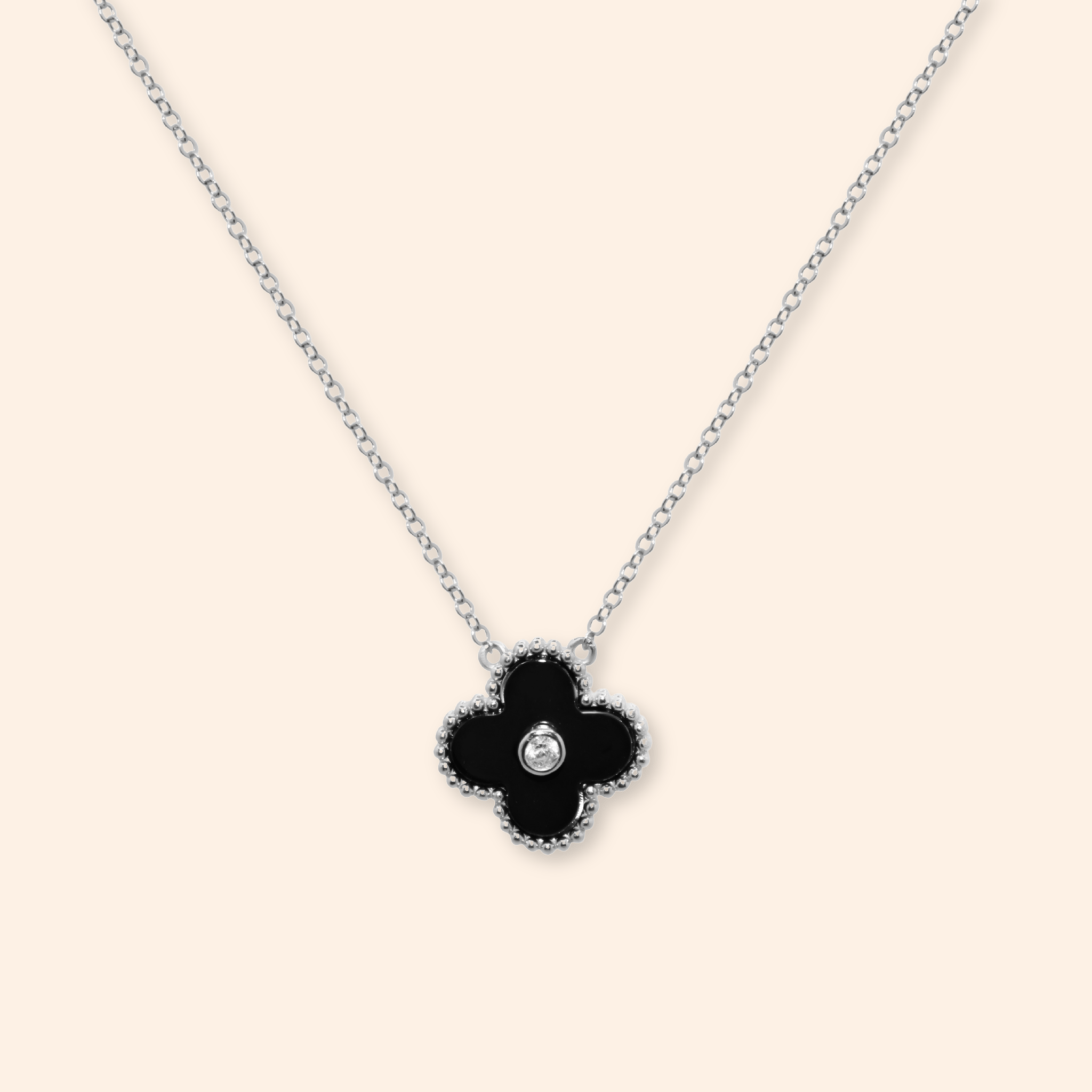 Onyx Clover Necklace - Karen's Fine Jewellery