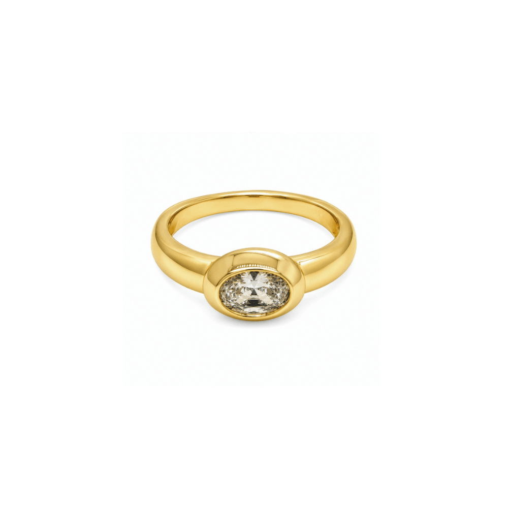 Petit Oval Cubic Zirconia Bezel Set Ring - Karen's Fine Jewellery