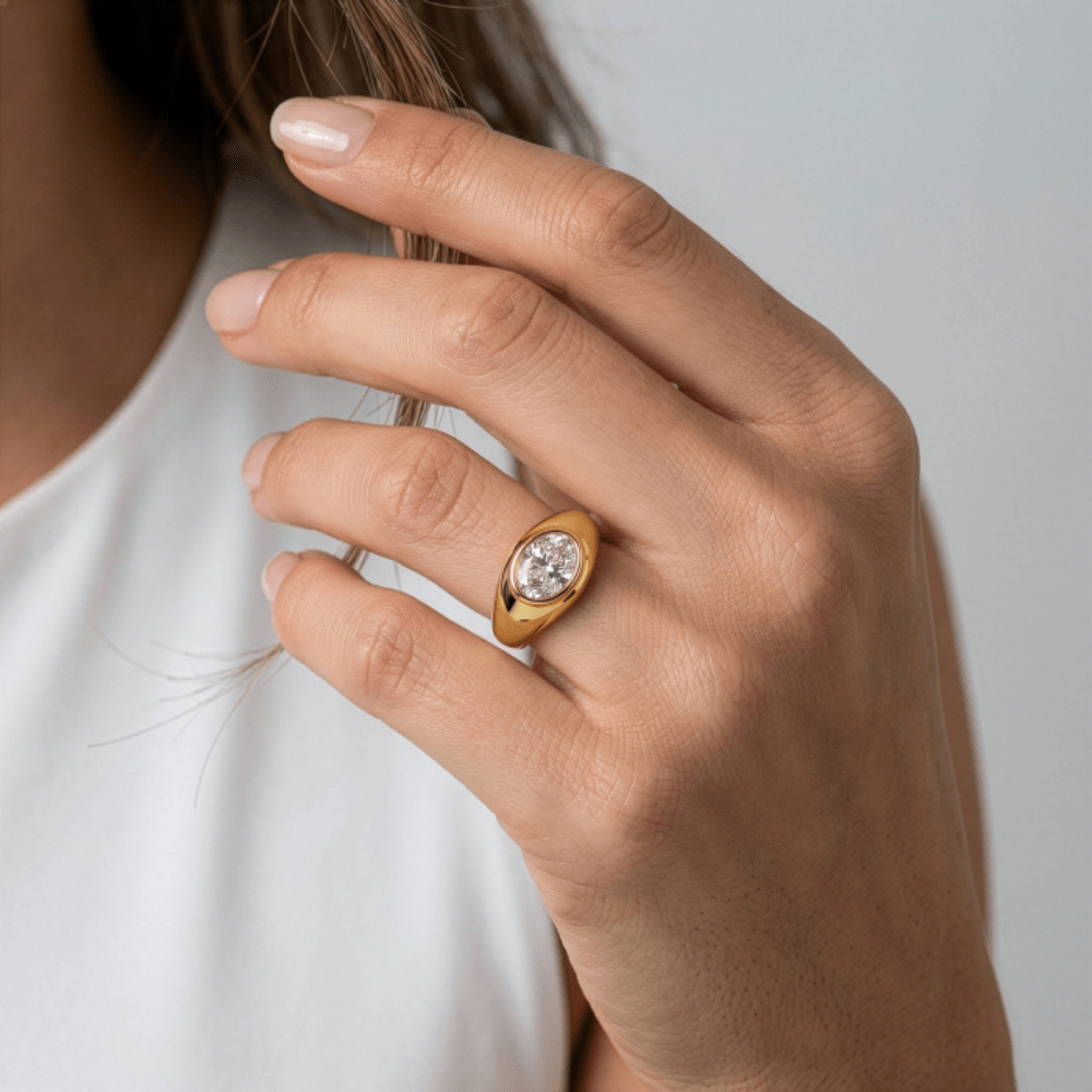 Oval Cubic Zirconia Bezel Set Ring - Karen's Fine Jewellery