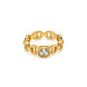 Oval Cubic Zirconia Flat Anchor Ring - Karen's Fine Jewellery