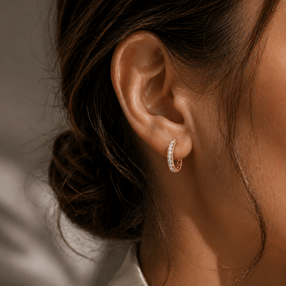 Oval Pavé Huggies - Karen's Fine Jewellery