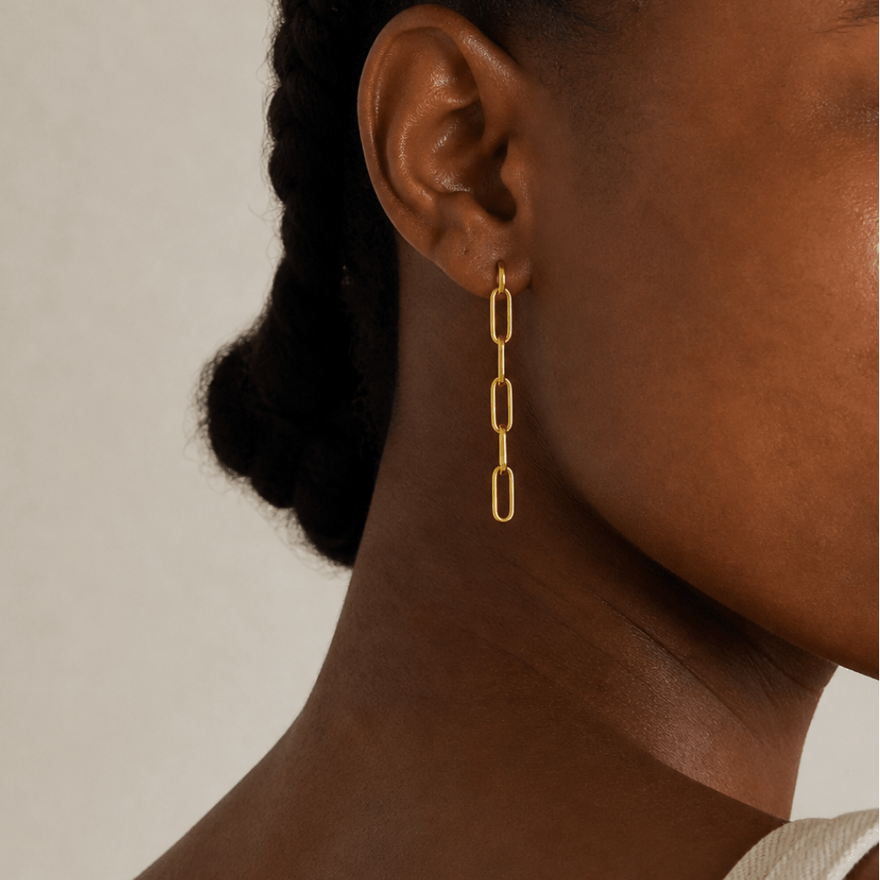 Paperclip Link Dangle Earrings - Karen's Fine Jewellery