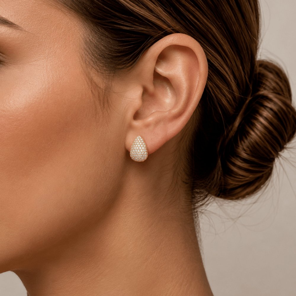 Pavé Teardrop Stud Earrings - Karen's Fine Jewellery