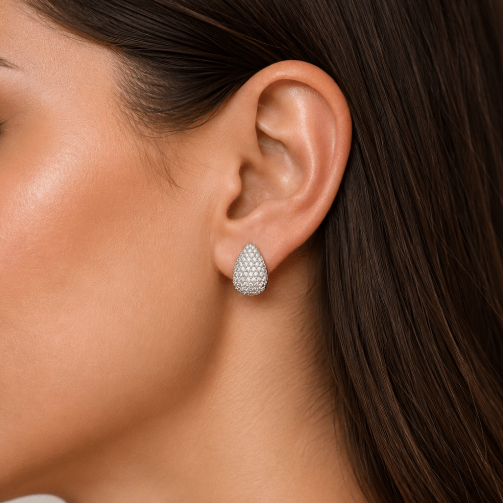 Pavé Teardrop Stud Earrings - Karen's Fine Jewellery
