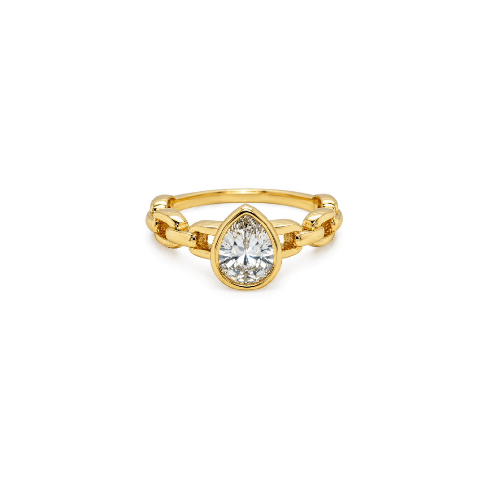 Pear Cubic Zirconia Paperclip Ring - Karen's Fine Jewellery