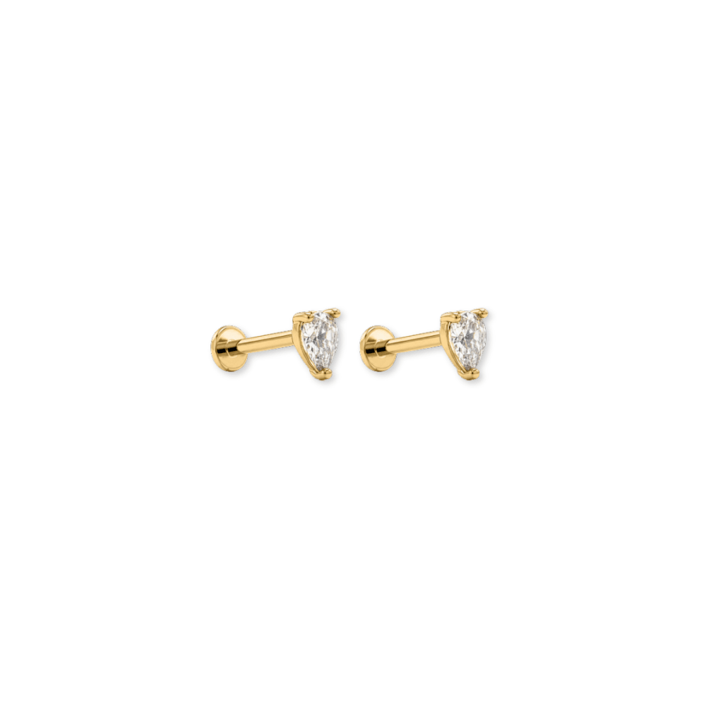 Pear Shape Flat Back Studs - Karen's Fine Jewellery