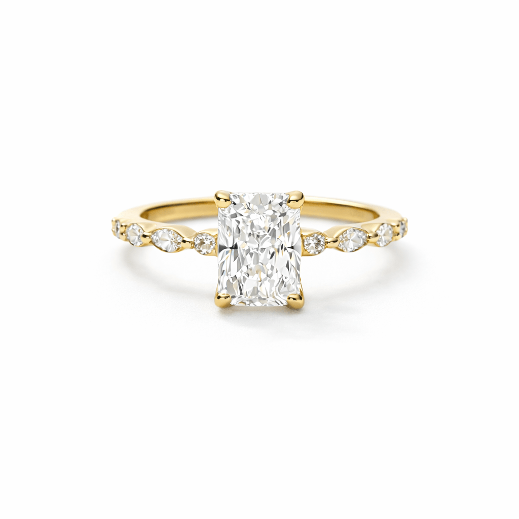 radiant halo lab diamond ring 2.5ct yellow gold