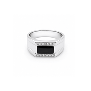 Rectangular Black Onyx & Cubic Zirconia Ring - Karen's Fine Jewellery
