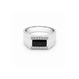 Rectangular Black Onyx & Cubic Zirconia Ring